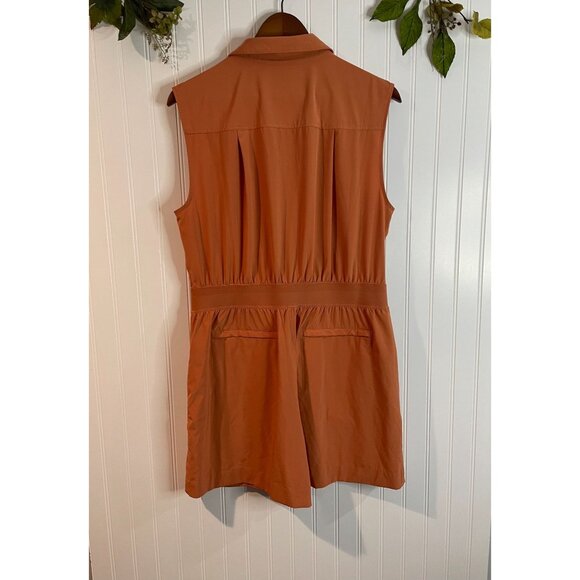 Athleta Womens Sleeveless Rust Orange Romper Size 14 - Picture 5 of 15